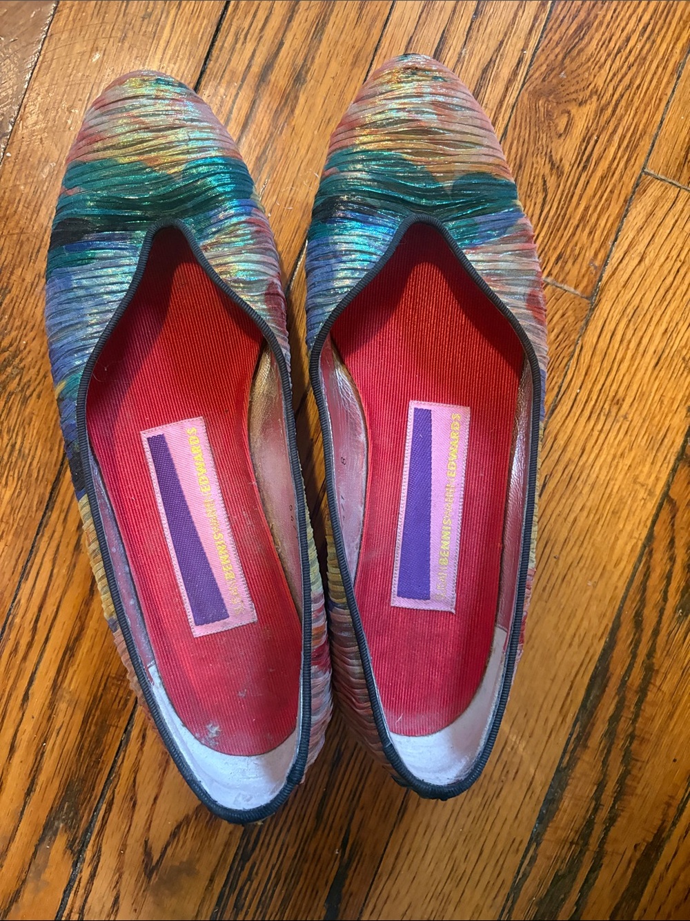 Vintage Shimmering Multicolor Flats Hand Made in Italy